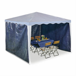Paroi latérale pour votre tonnelle, lot de 3, imperméable, fermetures scratch, pe, sans fenêtres, bleu foncé - Relaxdays