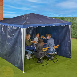 Paroi latérale pour votre tonnelle, lot de 3, imperméable, fermetures scratch, pe, sans fenêtres, bleu foncé - Relaxdays