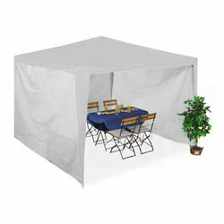 Paroi latérale pour votre tonnelle, lot de 3, imperméable, fermetures scratch, pe, sans fenêtre, 2x3 m, blanc - Relaxdays