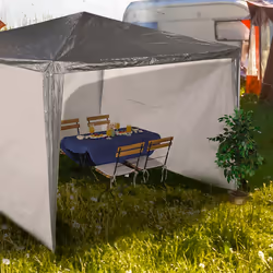 Paroi latérale pour votre tonnelle, lot de 3, imperméable, fermetures scratch, pe, sans fenêtre, 2x3 m, blanc - Relaxdays