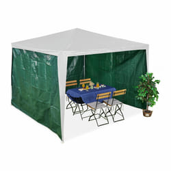 Paroi latérale pour votre tonnelle, lot de 3, imperméable, fermetures scratch, pe, sans fenêtre, 2x3 m, verte - Relaxdays