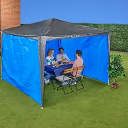 Paroi latérale pour votre tonnelle, lot de 3, imperméable, fermetures scratch, pe, sans fenêtres, 2x3 m, bleue - Relaxdays
