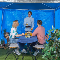 Paroi latérale pour votre tonnelle, lot de 3, imperméable, fermetures scratch, pe, sans fenêtres, 2x3 m, bleue - Relaxdays