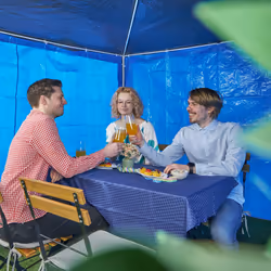 Paroi latérale pour votre tonnelle, lot de 3, imperméable, fermetures scratch, pe, sans fenêtres, 2x3 m, bleue - Relaxdays - Vue supplémentaire 5
