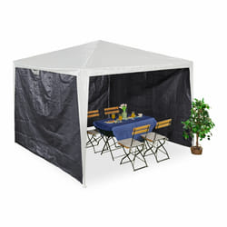 Paroi latérale pour votre tonnelle, lot de 3, imperméable, fermetures scratch, pe, sans fenêtres, 2x3 m, grise - Relaxdays