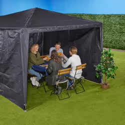 Paroi latérale pour votre tonnelle, lot de 3, imperméable, fermetures scratch, pe, sans fenêtres, 2x3 m, grise - Relaxdays