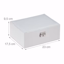 Boîte à bijoux, rangement pour vos bagues, etc., niveau amovible, hlp : 9,5 x 23 x 17,5 cm, blanche - Relaxdays - Vue supplémentaire 4