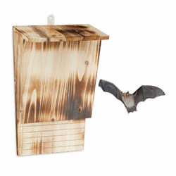 Relaxdays - Abri à chauves-souris, large refuge pour chauvesouris, HxLxP : 37 x 22 x 12,5 cm, nichoir, bois flammé, nature