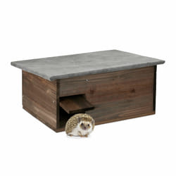 Relaxdays - Abri à hérissons, avec sol, trappe & entrée en labyrinthe, bois, niche, HxLxP : 20 x 45,5 x 33 cm, marron