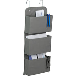 Relaxdays - Organiseur suspendu 3 compartiments, porte, mur, étagère à accrocher, HxLxP : 75x31x10 cm, salle de bain, gris