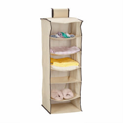 Relaxdays - tagère suspendue, avec 6 compartiments, tissu non tissé, h x l x p : 96 x 32 x 31 cm, beige