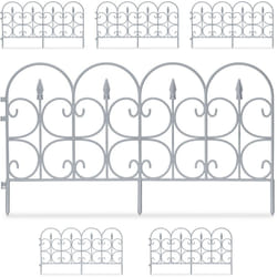 Relaxdays - Barrière de jardin, à planter, design antique, en plastique, 6 éléments chacun hl : 38 x 68,5 cm, grise