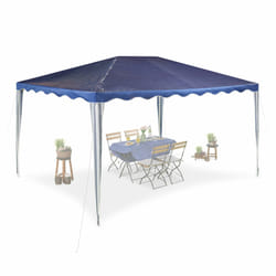 Tonnelle, pe, système d'assemblage, acier, pe, imperméable, antidéchirure, hlp 2,5x3x4 m, jardin, bleu/blanc - Relaxdays