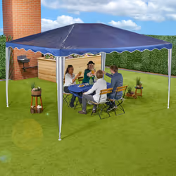 Tonnelle, pe, système d'assemblage, acier, pe, imperméable, antidéchirure, hlp 2,5x3x4 m, jardin, bleu/blanc - Relaxdays