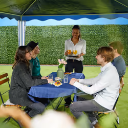 Tonnelle, pe, système d'assemblage, acier, pe, imperméable, antidéchirure, hlp 2,5x3x4 m, jardin, bleu/blanc - Relaxdays