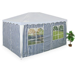 Paroi latérale pour tonnelle 3x4 m, lot de 2, imperméable, fermeture autoagrippante, polyester, bleu/blanc - Relaxdays