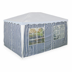 Paroi latérale pour tonnelle 3x4 m, lot de 3, imperméable, fermeture autoagrippante, polyester, bleu/blanc - Relaxdays