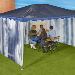 Paroi latérale pour tonnelle 3x4 m, lot de 3, imperméable, fermeture autoagrippante, polyester, bleu/blanc - Relaxdays