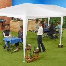 Tonnelle, pe, système d'assemblage, acier, pe, imperméable, antidéchirure, hlp 2,5 x 3 x 6 m, jardin, blanc - Relaxdays