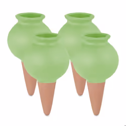 Relaxdays Arrosage en terre cuite lot de 4 100 ml chacun pour intérieur (chambre) ou extérieur (balcon) vert/marron