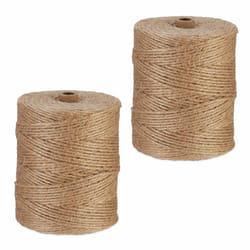 Relaxdays - 2 rouleaux de ficelle en jute (chacune : 300 m), biodégradable, bricolage, jardin, emballage, nature