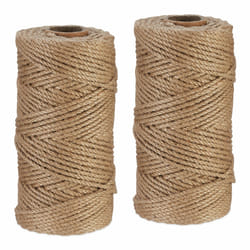 Relaxdays - 2 rouleaux de ficelle en jute (chacune : 100 m), biodégradable, bricolage, jardin, emballage, nature