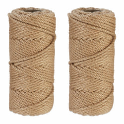 Lot de 2 rouleaux de ficelle en jute (chacune : 50 m), biodégradable, bricolage, jardin, emballage, nature - Relaxdays