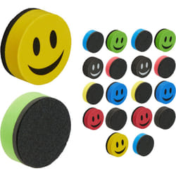 Relaxdays Lot de 20 éponges pour tableaux, accessoires ronds & magnétiques, HxLxP : 2x5 cm, en mousse EVA, multicolore