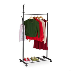 Relaxdays Portant sur roues HxLxP : 165x80x44 cm métal rangement mobile pour vêtements penderie pivotante noir