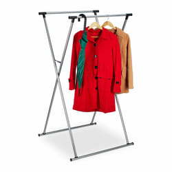 Portant à vêtements extensible, HxLxP: 139x135x95 cm, 2 tringles, pour l'entrée, valet pliable, métal, argenté - Relaxdays
