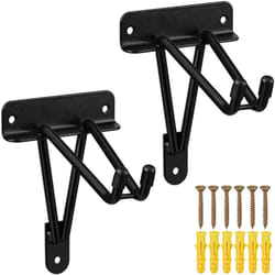 Relaxdays - Porte-outils en lot de 2, double crochet, 24 cm de long, pour garage, atelier ou cave, range-balai, fer, noir