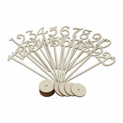 Relaxdays - 20x numéros pour les tables du mariage, en bois, fête, gastronomie, h x d : 35 x 7,5 cm, nature
