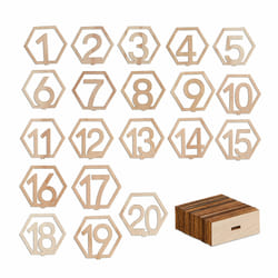 Relaxdays - 20x numéros pour les tables du mariage, en bois, fête, gastronomie, h x l x p : 10 x 11 x 2,5 cm, nature