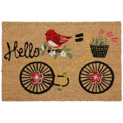 Relaxdays - Paillasson en fibres de coco, inscription, vélo, 40 x 60 cm, tapis pour intérieur et extérieur, multicolore