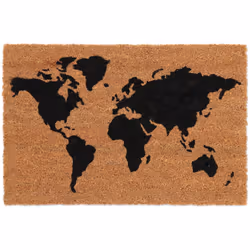 Accueillez vos invités comme il se doit grâce à ce joli paillasson décoré d’une carte du monde ! Fabriqué en fibres de coco n ...