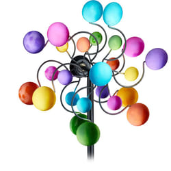 Relaxdays - Moulin à vent décoratif, hlp : 119x33x15,5 cm, décoration de jardin, à planter dans le sol, fer, multicolore