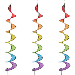 Relaxdays - Moulin à vent en spirale, lot de 3, design arc-en-ciel, décoration de jardin, 137 x 24 cm, à suspendre, coloré