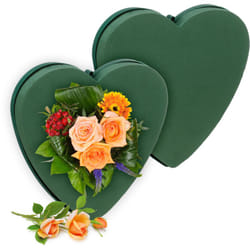 Relaxdays - Mousse florale pour fleurs fraîches, lot de 2, cœur, HxLxP : 26,5x26,5x4 cm, compositions, mousse, vert