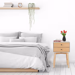 Relaxdays Table de chevet, 2 tiroirs, HxLxP: 60x40x40 cm, pour chambre à coucher, commode de nuit, blanc-nature