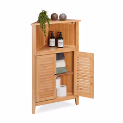 Relaxdays 10046270, Bois, Sur pied, 2 étagères, 2 portes(s), Bambou, Panneau de fibres de densité moyenne (MDF), Porte à char ...