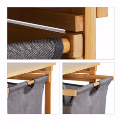 Meuble à linge, étagère avec 3 niveaux, sac amovible, hlp : 80 x 100 x 32 cm, salle de bain, nature - Relaxdays - Vue supplémentaire 6