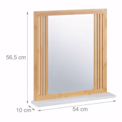 Relaxdays - Miroir avec tablette, bambou & mdf, rectangulaire, HxLxP: 56,5x54x10 cm, à accrocher, nature - blanc - Vue supplémentaire 4