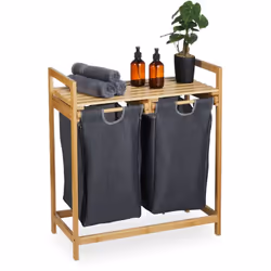Rangez votre linge sale correctement jusqu’à la prochaine machine. La combinaison pratique de bacs à linge et d’une étagère d ...