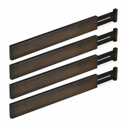 Séparateur pour le tiroir, lot de 4, bambou, longueur réglable entre 46 et 56 cm, cuisine, marron foncé - Relaxdays