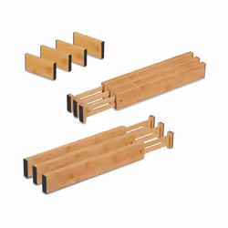 Relaxdays Séparateur pour le tiroir 10 pièces longueur réglable entre 435 et 565 cm bambou cuisine nature