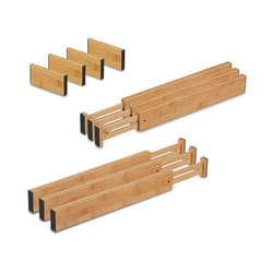 Relaxdays Séparateur pour le tiroir 10 pièces longueur réglable entre 435 et 565 cm bambou cuisine nature