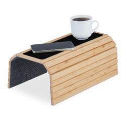 Relaxdays Support pour accoudoir, bambou, tablette pour canapé ou fauteuil, L x P : 42 x 34 cm, repose-boissons, nature