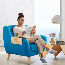 Relaxdays Support pour accoudoir, bambou, tablette pour canapé ou fauteuil, L x P : 42 x 34 cm, repose-boissons, nature