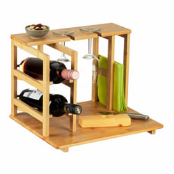 Relaxdays - Plateau à fromages en bambou, HxLxP: 26,5 x 40,5 x 33 cm, planche & accessoires vin, porte-serviettes, nature
