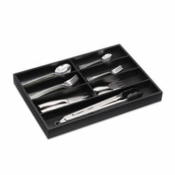 Organiseur en bambou, 7 compartiments, range-couverts pour tiroir, HxLxP: 4 x 44 x 30,5 cm, rangement, noir - Relaxdays